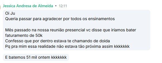 Mensagem de Jessica sobre os R$ 51 mil